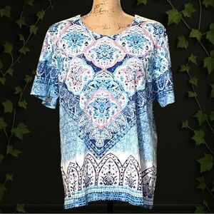 Allison Daley Floral Geometric Pattern Top XL